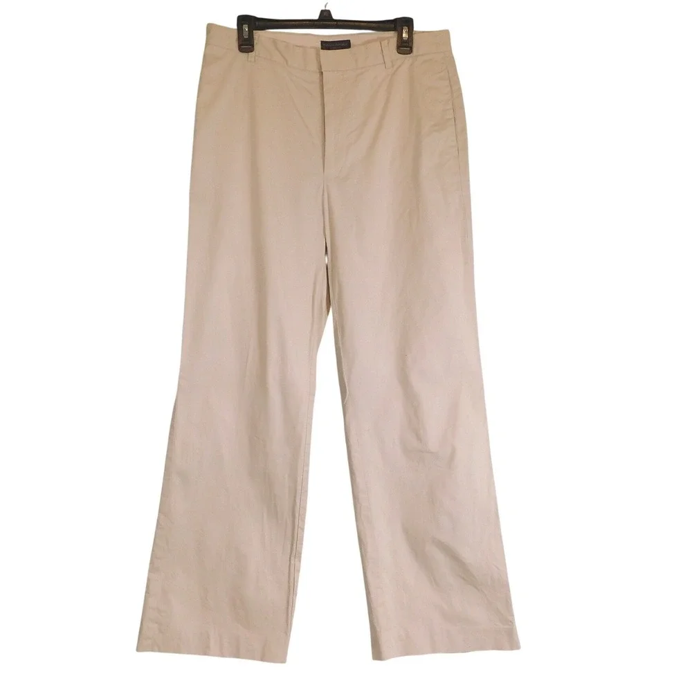 Banana Republic Stretch Chino Pants Mens 34R Khaki Tan Straight Leg Cotton Lycra